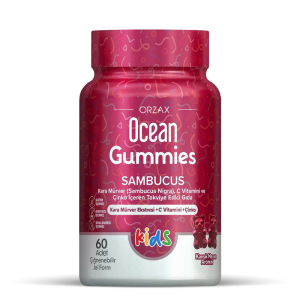 Ocean Gummies Sambucus Kids Kara Mürver Özlü 60 Adet Çiğnenebilir Jel Form