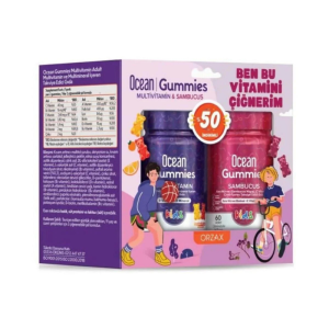 Orzax Ocean Gummies Multivitamin Kids 60 Adet Çiğnenebilir + Ocean Sambucus Kids 60 Adet Jel Form